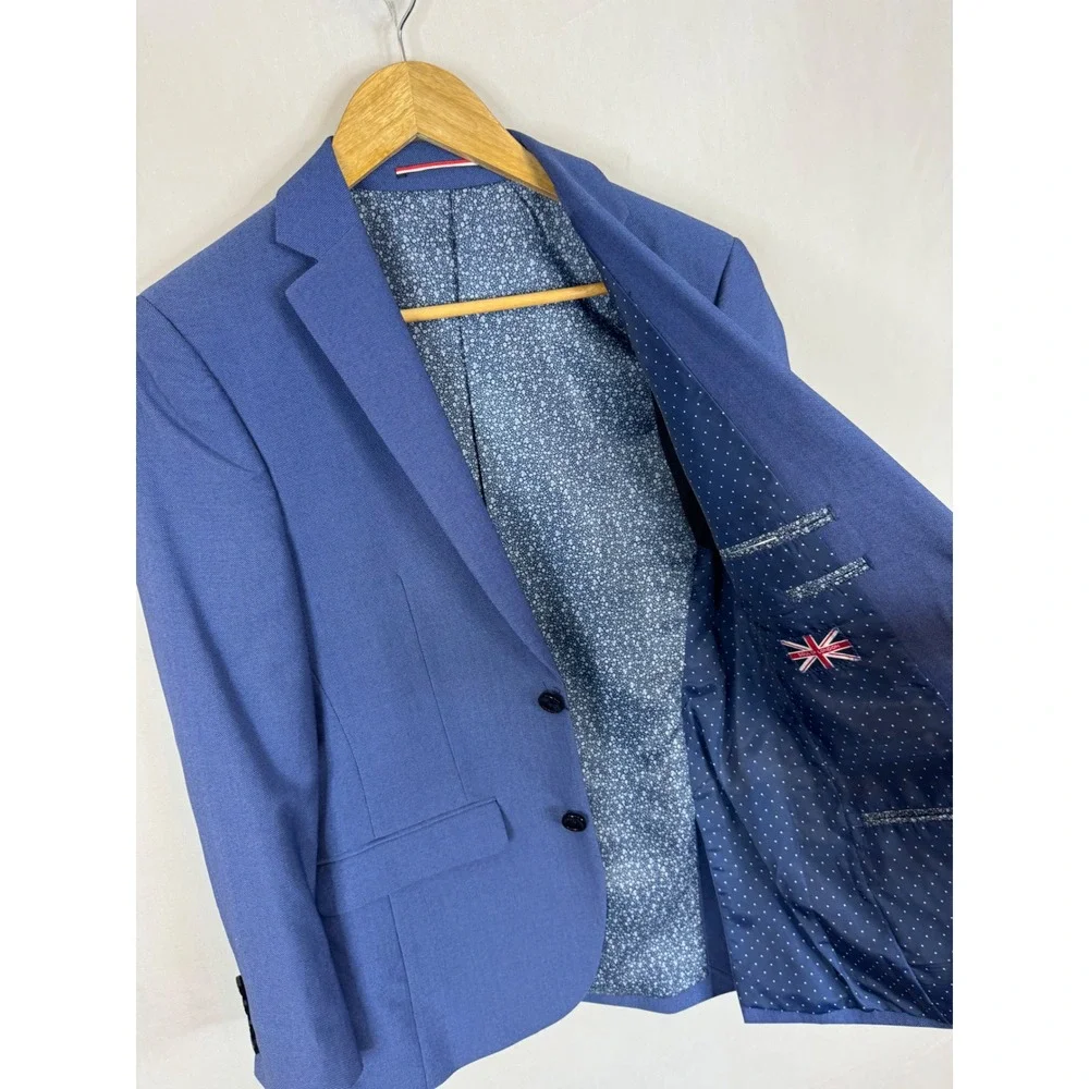 Soul of London Mens Blue 2‎ Piece Slim Fit Suit Set 34R Jacket 27X26 Pants